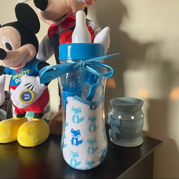 Other - Baby Boy Blue Piggy Bank Gift Bottle Set